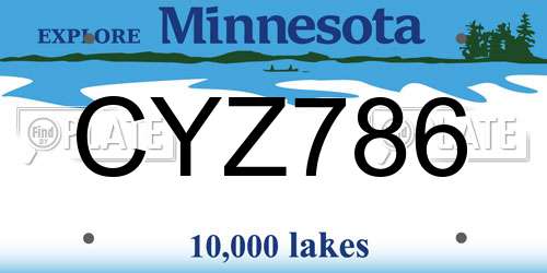 CYZ786 Minnesota License Plate