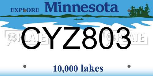 CYZ803 Minnesota License Plate
