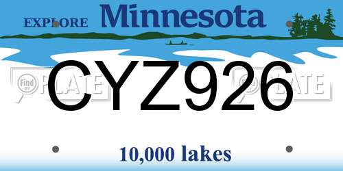 CYZ926 Minnesota License Plate