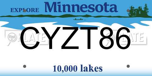 CYZT86 Minnesota License Plate