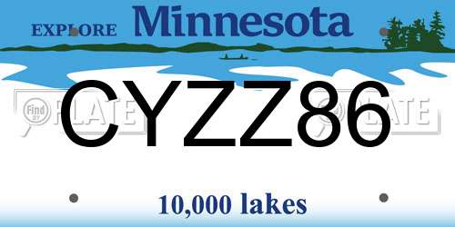 CYZZ86 Minnesota License Plate