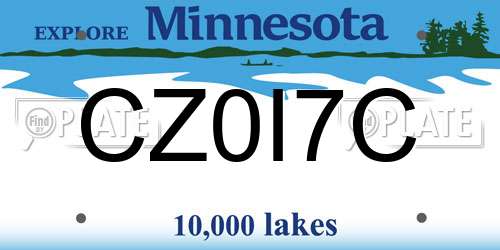 CZ0I7C Minnesota License Plate