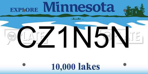 CZ1N5N Minnesota License Plate