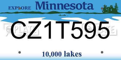 CZ1T595 Minnesota License Plate