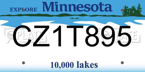 CZ1T895 Minnesota License Plate
