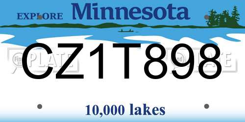 CZ1T898 Minnesota License Plate