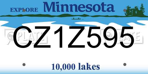 CZ1Z595 Minnesota License Plate