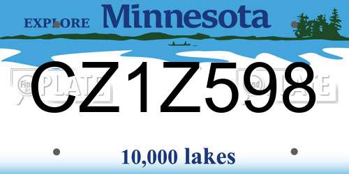 CZ1Z598 Minnesota License Plate