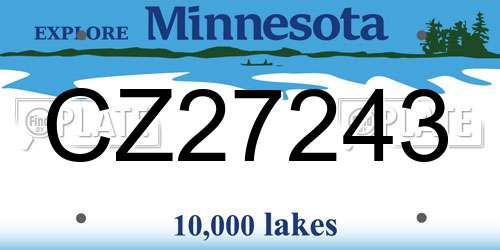 CZ27243 Minnesota License Plate