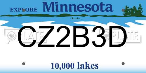 CZ2B3D Minnesota License Plate