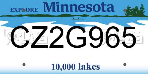 CZ2G965 Minnesota License Plate