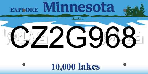 CZ2G968 Minnesota License Plate