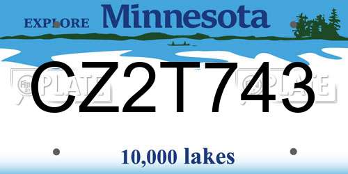CZ2T743 Minnesota License Plate