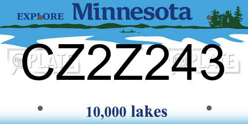 CZ2Z243 Minnesota License Plate