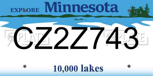 CZ2Z743 Minnesota License Plate