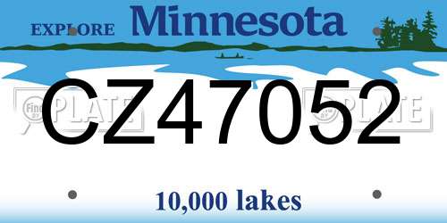 CZ47052 Minnesota License Plate