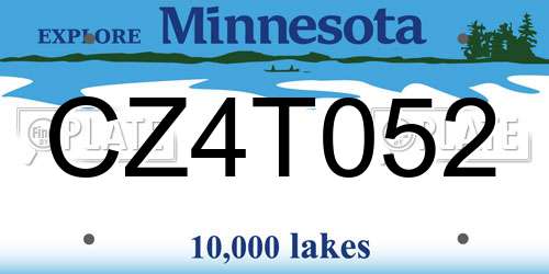 CZ4T052 Minnesota License Plate