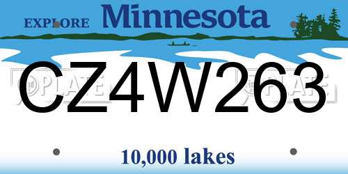 CZ4W263 Minnesota License Plate