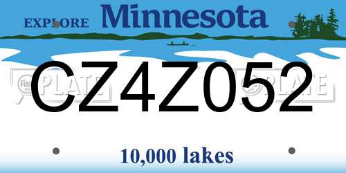 CZ4Z052 Minnesota License Plate