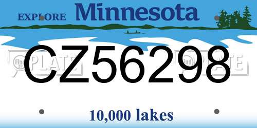 CZ56298 Minnesota License Plate