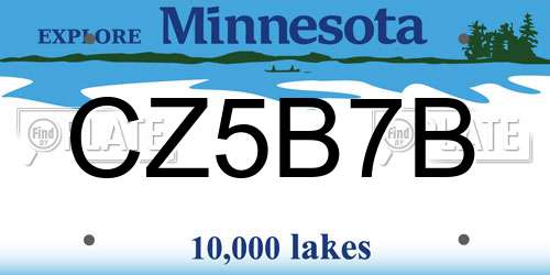 CZ5B7B Minnesota License Plate