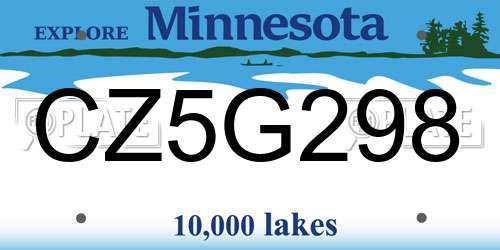 CZ5G298 Minnesota License Plate