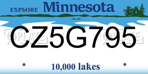 CZ5G795 Minnesota License Plate