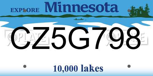 CZ5G798 Minnesota License Plate