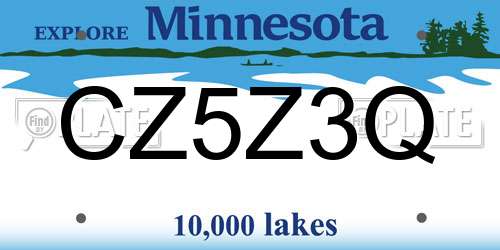CZ5Z3Q Minnesota License Plate