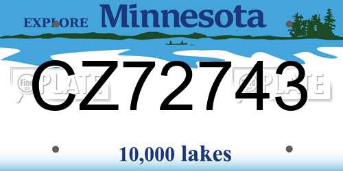 CZ72743 Minnesota License Plate
