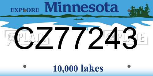 CZ77243 Minnesota License Plate