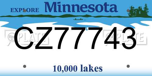 CZ77743 Minnesota License Plate