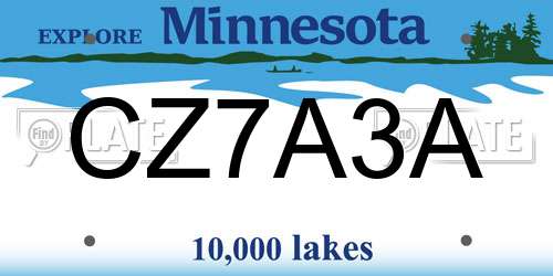 CZ7A3A Minnesota License Plate