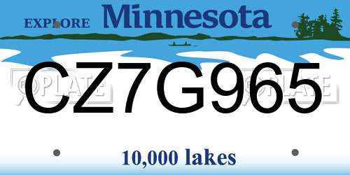 CZ7G965 Minnesota License Plate