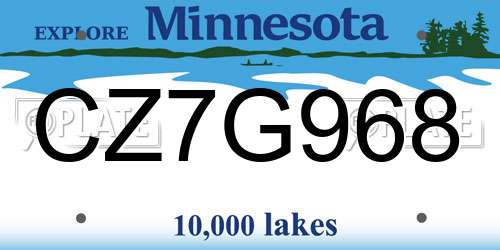 CZ7G968 Minnesota License Plate