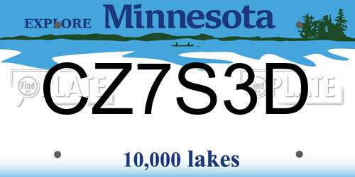 CZ7S3D Minnesota License Plate