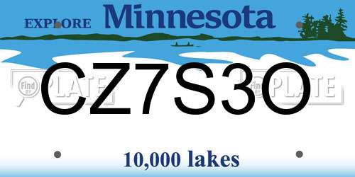 CZ7S3O Minnesota License Plate