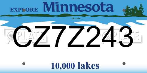 CZ7Z243 Minnesota License Plate