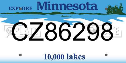CZ86298 Minnesota License Plate
