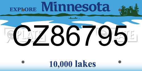 CZ86795 Minnesota License Plate