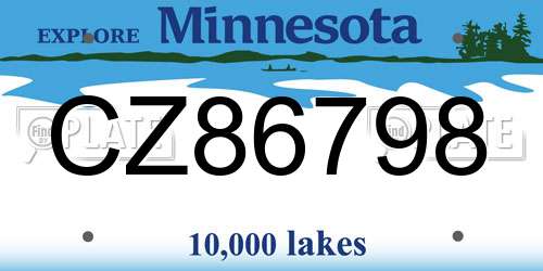 CZ86798 Minnesota License Plate