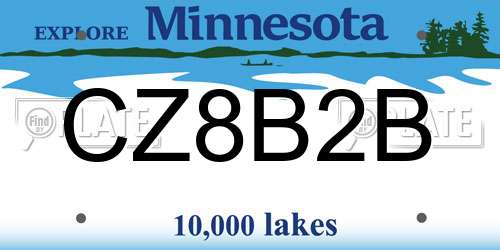 CZ8B2B Minnesota License Plate