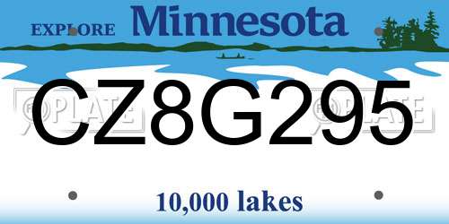 CZ8G295 Minnesota License Plate