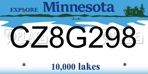 CZ8G298 Minnesota License Plate