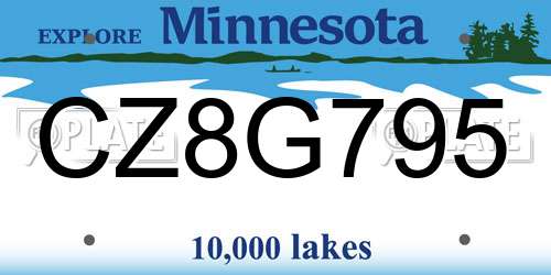 CZ8G795 Minnesota License Plate