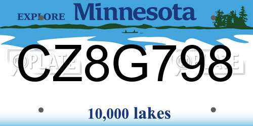 CZ8G798 Minnesota License Plate