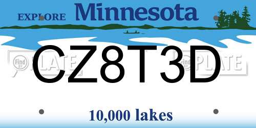 CZ8T3D Minnesota License Plate