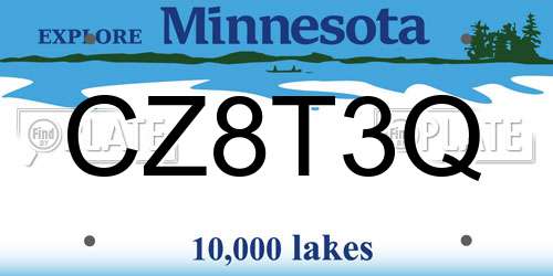 CZ8T3Q Minnesota License Plate