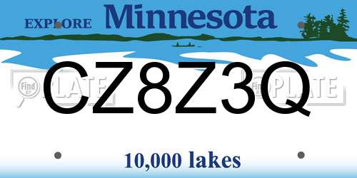 CZ8Z3Q Minnesota License Plate