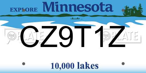 CZ9T1Z Minnesota License Plate